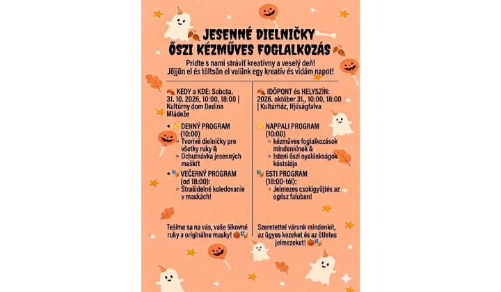POZVÁNKA NA JESENNÉ DIELNIČKY