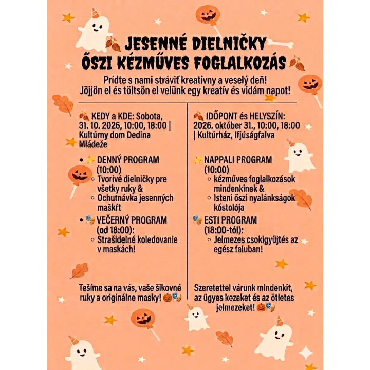 POZVÁNKA NA JESENNÉ DIELNIČKY